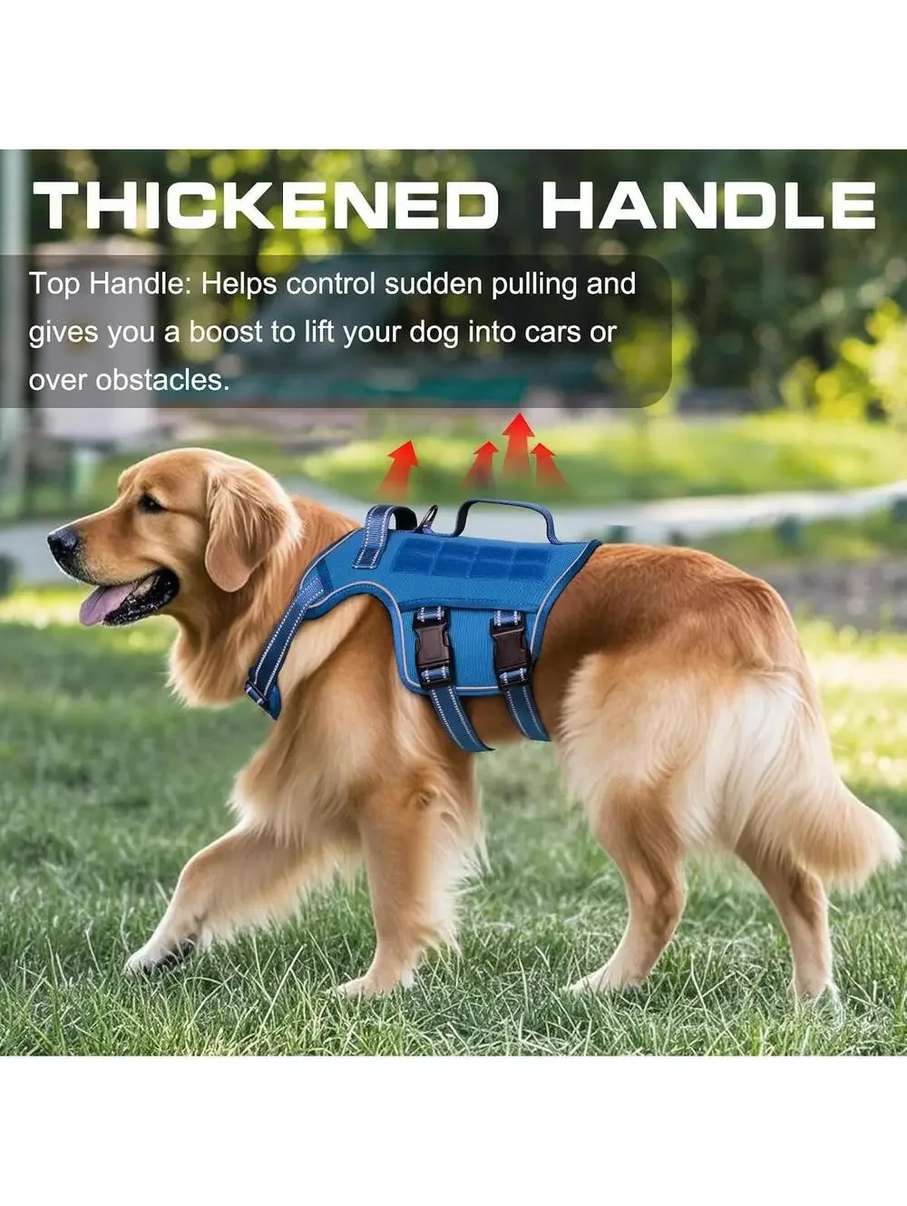 Dog Harness Medium - No Pull Dog Vest with Molle System, Reflective Strips